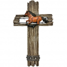 De Leon Collections Wood Cross With Horse - 12 in