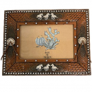 De Leon Collections Running Horses and Leather Tooled Picture Frame - 4X6