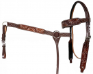 Rugged Ride Deluxe Leather Browband Headstall and Breast Collar Set - Sunflower Outlined