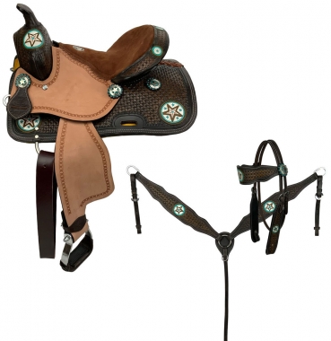 Double T Western Star Barrel Style Saddle Set 12 Inch: Chicks
