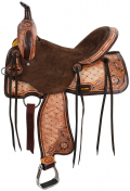 Double T Rough-cut Diamond Barrel Style Saddle