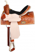 Double T Chestnut Daisy Barrel Style Saddle - 15 Inch