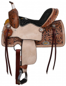 Double T Classic Stitch Wild Bloom Barrel Style Youth Saddle - 13 Inch