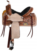 Double T Classic Stitch Wild Bloom Barrel Style Saddle - 15 Inch