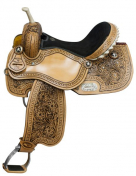 Double T Fully Tooled Barrel Saddle With Black Inlay