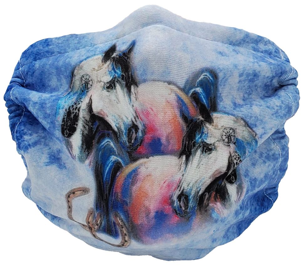 Horse Print Face Mask Watercolor Horses Chicks Discount Saddlery