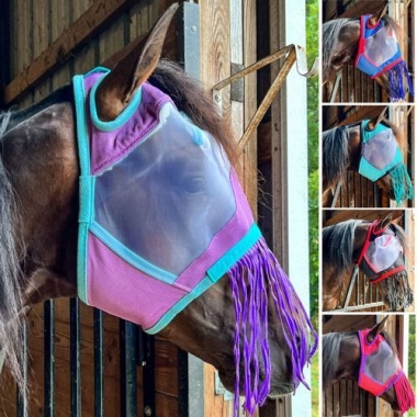 Rugged Ride Two-Tone Fine Mesh Fringe Nose Fly Mask - No Ears: Chicks ...