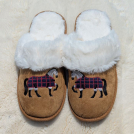 Grey Horse in Blanket Faux Fur Slippers