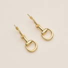 18K Gold Plated Equestrian Bit Charm Hoop Earrings - Gold Tone