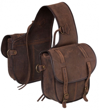 Western Soft Leather Saddle Horn Trail Bags 