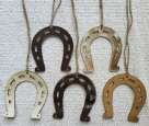 Showman Hair On Cowhide Horseshoes Western Christmas Ornament - Set of 5