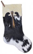 Showman Hair on Cowhide Christmas Stocking With Floral Tool Top And Leather Straps
