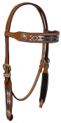Rugged Ride Navajo Beaded Browband Headstall With Conchos