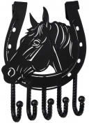 Gift Corral Horse Head in Horseshoes Wall Hanging With 5 Hooks