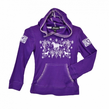 Cowgirl Hardware Horse And Cactus Hood Thermal Pullover - Youth