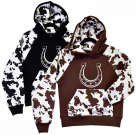 Cowboy Hardware Horseshoe And Cow Print Fleece Raglan Hoodie - Kids