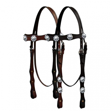 Showman Brown Steel Sliding Gag Bit With Silver Engraved Accents - Copper Dogbone Mouth