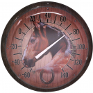 Horse Scene Round Metal Thermometer - 16 Inch