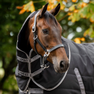 Horseware Rambo® Ripstop 1000 Denier Stable Hood 100g - Black / Thunderstorm Grey / Silver