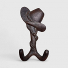 Cast Iron Cowboy Boot Wall Double Hook -  6.1in