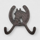 Cast Iron Horseshoe Wall Hook with Horse Head - 5.1in