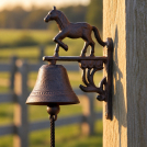 Cast Iron Rustic Horse Wall Bell with Rope Pull -  6in