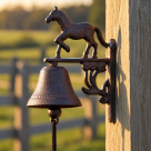 Cast Iron Rustic Horse Wall Bell with Rope Pull -  6in