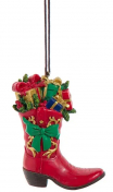 Resin Western Christmas Boot Ornament - Red - 3.5 inches