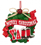 Merry Christmas Y'All Cactus Wreath Ornament