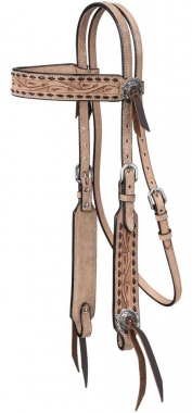 Tough 1 Black Suede Browband Headstall with White Buckstitch main image 0