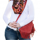 2KGrey Roxie Suede Leather Fringe Handbag