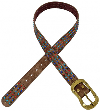 Womens Turquoise Stone Studded Leather Belt: Chicks Discount  display picture 2