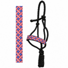Rugged Ride Leather Nose Mule Tape Halter with 6ft Lead - American Flag