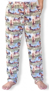 North 15 Men's Micro Fleece Lounge Pants - Horse Print: Chicks