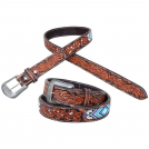 Circle Y Blue Diamond Inlay Belt