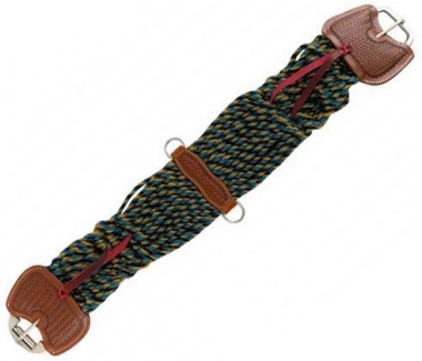 Showman Mohair Multi-Colored String Girth with Argentina Cow Leather