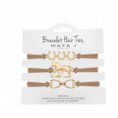 2-in-1 Bracelet Hair Tie Set - Equestrian Themed Beige- 3 Pc Set