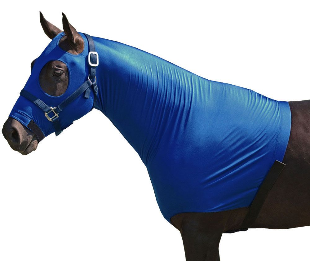 New Sleazy Sleepwear for Horses Stretch Neck Hood Nylon Zap Mane Tamer Zipper 