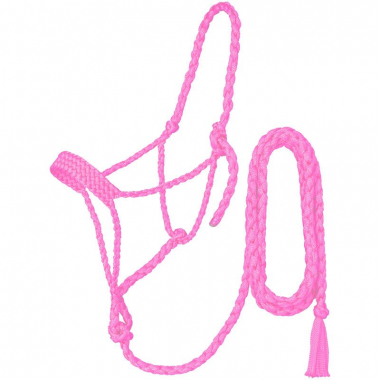Rugged Ride Braided Mule Tape Halter With 10 foot Lead - Solids