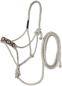 Tough-1 Beaded Poly Nylon Halter With Lead - White Diamonds