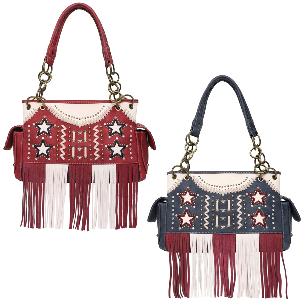 Western Style Rhinestone Concho West Concealed Carry Purse Country Handbag  Women Shoulder Bag Wallet Set (#2 Red Set): Handbags: Amazon.com