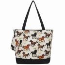 NGIL Wild Horse Canvas Tote Bag with Matching Zipper Pouch - Large