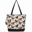 NGIL Wild Horse Canvas Tote Bag with Matching Zipper Pouch - Large