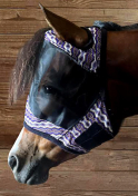 Rugged Ride  Fine Mesh Fly Mask With Out Ears - Purple Aztec