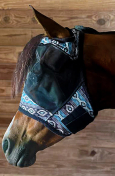 Rugged Ride Fine Mesh Fly Mask With Out Ears - Blue Southwest