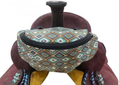 Showman Bright Aztec Print Insulated Nylon Saddle Pouch Bag