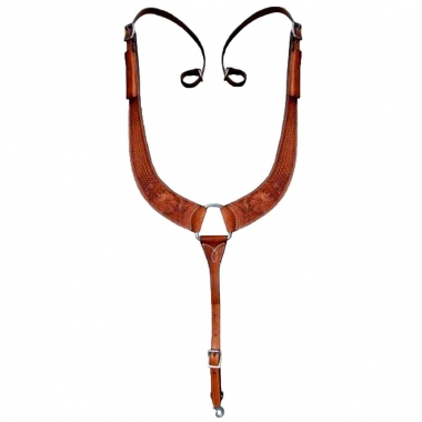 Pettorale In Pelle Showman – Fiore E Intreccio A Cesto (Floral & Basketweave), Per Cavallo – Modello 395