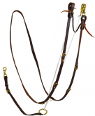 West Texas Heavy Harness Leather Oiled Flat 5/8 Inch Roping/Barrel Rein German Martingale