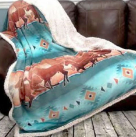 Running Horses Sherpa Blanket