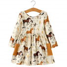Western Horse Print Long Sleeve Dress